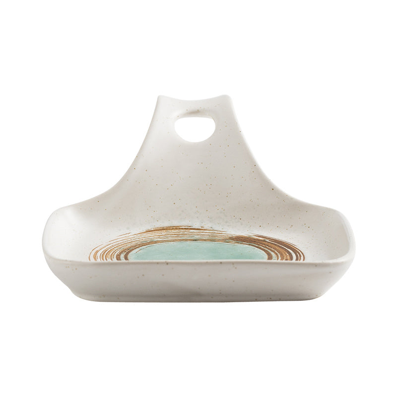 Japanese Style Single Handle Ceramic Plate Household Creative Dining Table