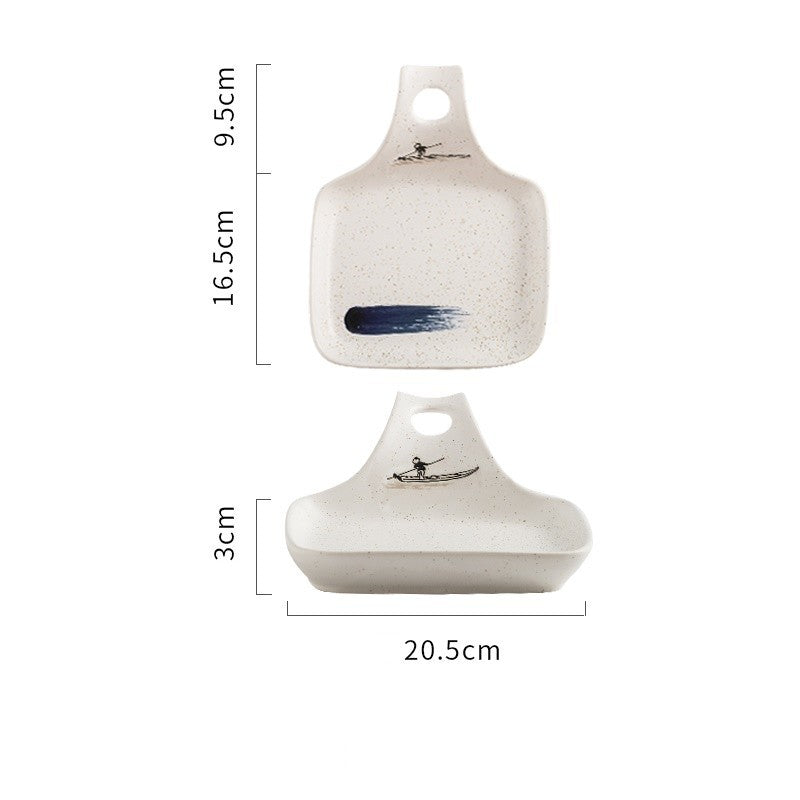 Japanese Style Single Handle Ceramic Plate Household Creative Dining Table
