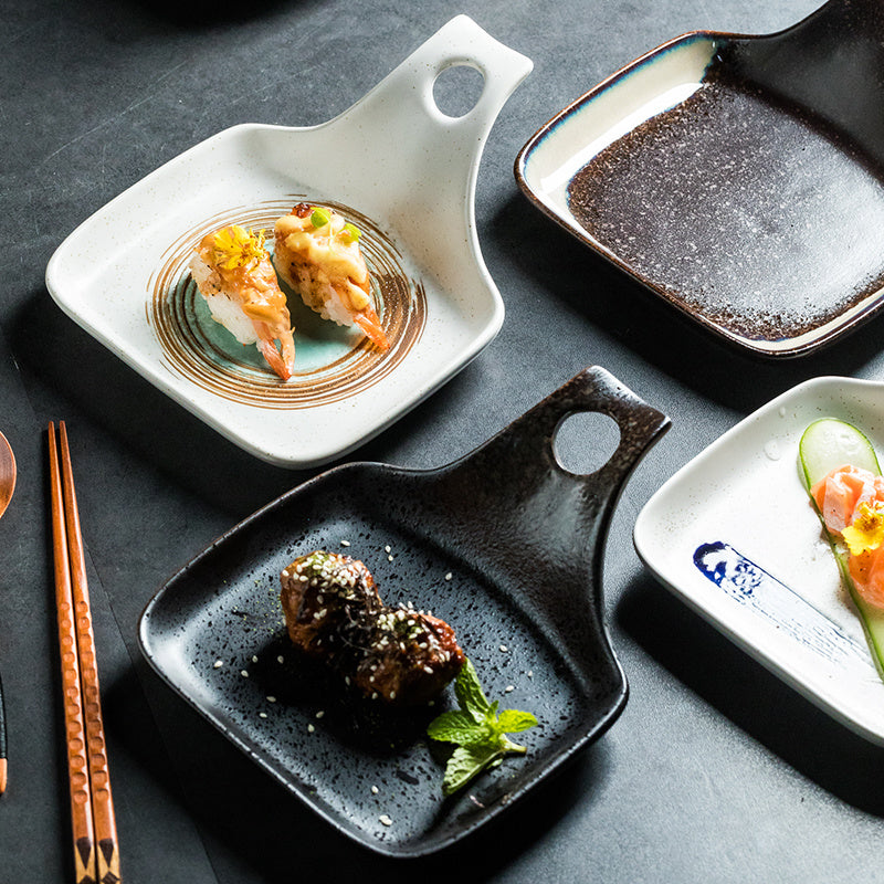 Japanese Style Single Handle Ceramic Plate Household Creative Dining Table